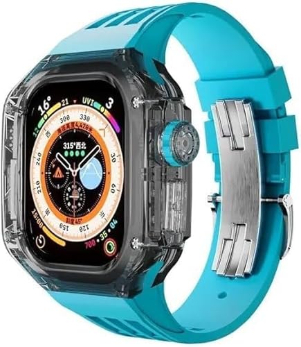 EKINS Transparentes Uhrengehäuse, Gummiband, Mod-Kit, für Apple Watch Ultra 49 mm, Rm, transparentes Uhrengehäuse, sportliches atmungsaktives Armband, für iWatch Serie 8, 49 mm, Ersatzzubehör, 49 mm, von EKINS