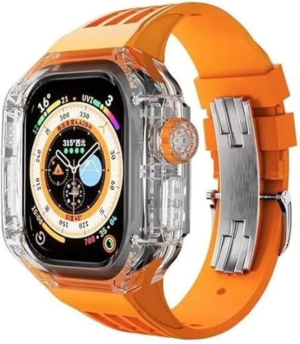 EKINS Transparentes Uhrengehäuse, Gummiband, Mod-Kit, für Apple Watch Ultra 49 mm, Rm, transparentes Uhrengehäuse, sportliches atmungsaktives Armband, für iWatch Serie 8, 49 mm, Ersatzzubehör, 49 mm, von EKINS