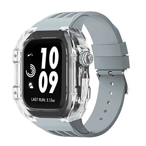 EKINS Transparentes Uhrengehäuse, Sport-Gummi-Armband-Modifikationsset, für Apple Watch 44 mm, 45 mm, 8/7/6/5/4/SE-Serie, Ersatzmod-Kit, 44mm, Achat von EKINS