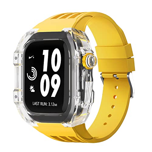 EKINS Transparentes Uhrengehäuse, Sport-Gummi-Armband-Modifikationsset, für Apple Watch 44 mm, 45 mm, 8/7/6/5/4/SE-Serie, Ersatzmod-Kit, 45 mm, Achat von EKINS