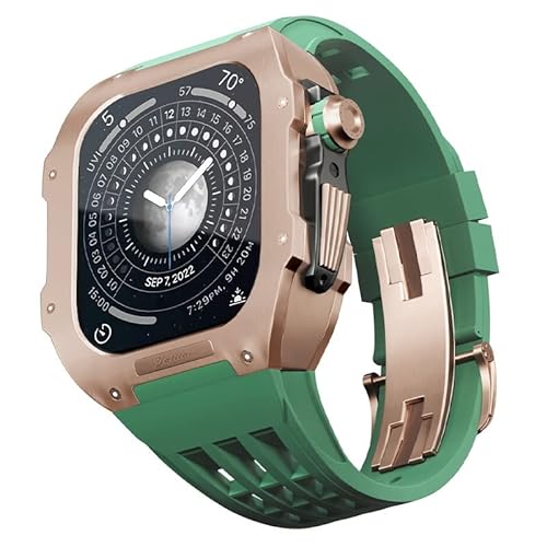 EKINS Uhrenarmband-Modifikationsset, für Apple Watch 6, 5, 4, SE, 44 mm, luxuriöses Fluorkautschuk-Uhrenarmband, Titangehäuse, für iWatch 6/5/4/SE, 44 mm Serie, Upgrade-Zubehör, 44MM, Achat von EKINS