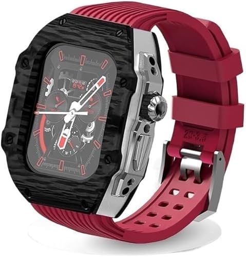EKINS Uhrenarmband aus Fluorkautschuk und Kohlefaser-Gehäuse, Kohlefaser-Modifikationsset, für Apple Watch Ultra 8, 7, 6, 5, 4, SE, 49 mm, 45 mm, 44 mm, Ersatz-Abdeckband, 44mm, Achat von EKINS
