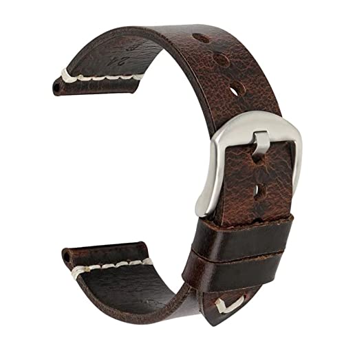 EKINS Vintage Cowhide Handmade Watch Armband Handgelenksband 20mm 21mm 22mm 23mm 24mm Uhrenband(Dark brown silver,22mm) von EKINS