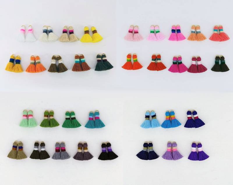 10% Wholesale 40 Stück - 0, 8" 2 Line Mini Süße Baumwoll Quaste, Ohrringteil, Armbandherstellung, Handgemachte Charm Zubehör [ Et0010 ] von EKKLENsupply