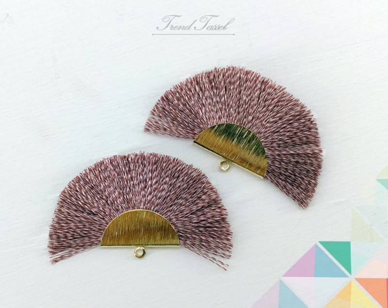 2 Stk - 2" Seide, Art Silk Drop Mit Gebürsteter Halbkreiskappe, Fächer Quaste Für Schmuck Halskette, Ohrringe, Armband [ Et0016 ] von EKKLENsupply