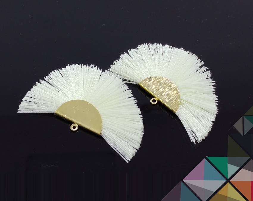 2 Stk - 2" Seide, Art Silk Drop Mit Gebürsteter Halbkreiskappe, Fächer Quaste Für Schmuck Halskette, Ohrringe, Armband [ Et0016 ] von EKKLENsupply