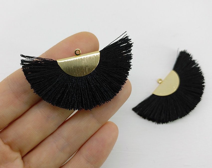 2 Stk - 2" Seide, Art Silk Drop Mit Gebürsteter Halbkreiskappe, Fächer Quaste Für Schmuck Halskette, Ohrringe, Armband [ Et0016 ] von EKKLENsupply