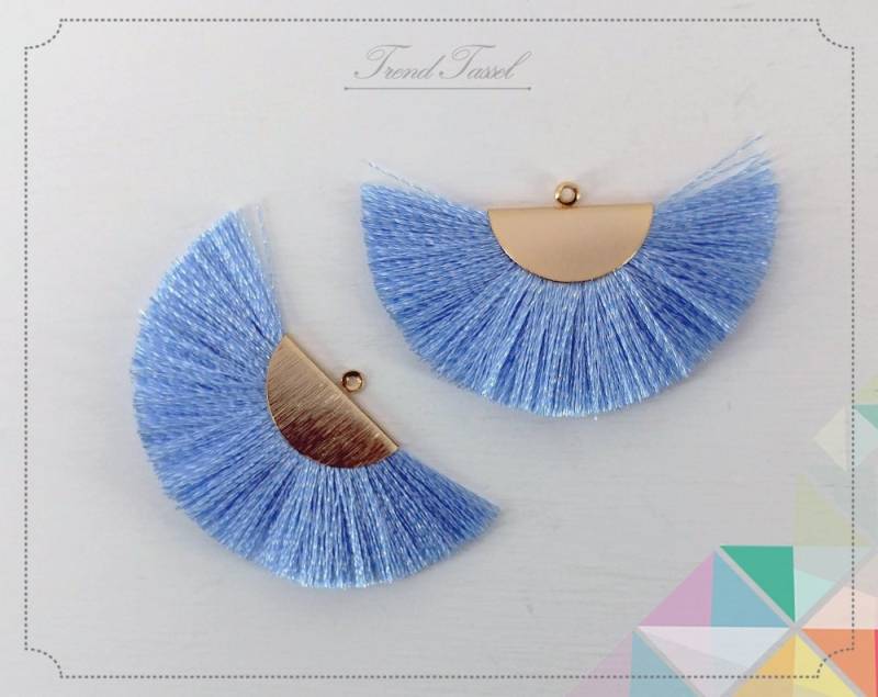 2 Stk - 2" Seide, Art Silk Drop Mit Gebürsteter Halbkreiskappe, Fächer Quaste Für Schmuck Halskette, Ohrringe, Armband [ Et0016 ] von EKKLENsupply