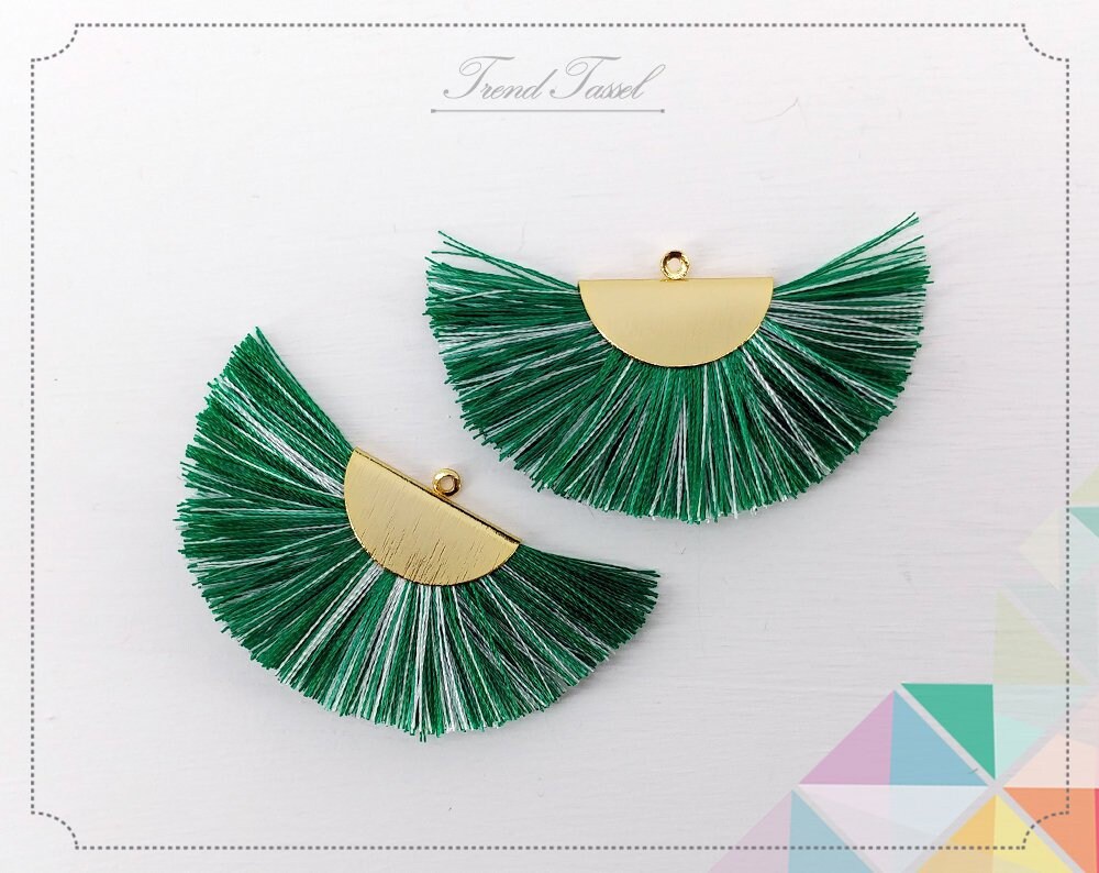 2 Stk - 2" Seide, Art Silk Drop Mit Gebürsteter Halbkreiskappe, Fächer Quaste Für Schmuck Halskette, Ohrringe, Armband [ Et0016 ] von EKKLENsupply