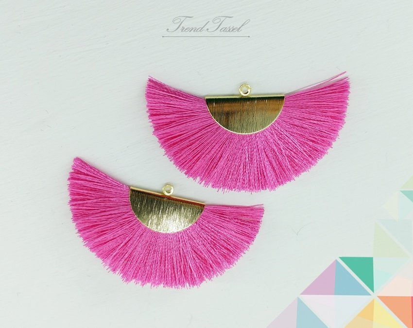 2 Stk - 2" Seide, Art Silk Drop Mit Gebürsteter Halbkreiskappe, Fächer Quaste Für Schmuck Halskette, Ohrringe, Armband [ Et0016 ] von EKKLENsupply