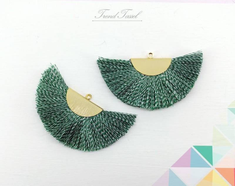 2 Stk - 2" Seide, Art Silk Drop Mit Gebürsteter Halbkreiskappe, Fächer Quaste Für Schmuck Halskette, Ohrringe, Armband [ Et0016 ] von EKKLENsupply