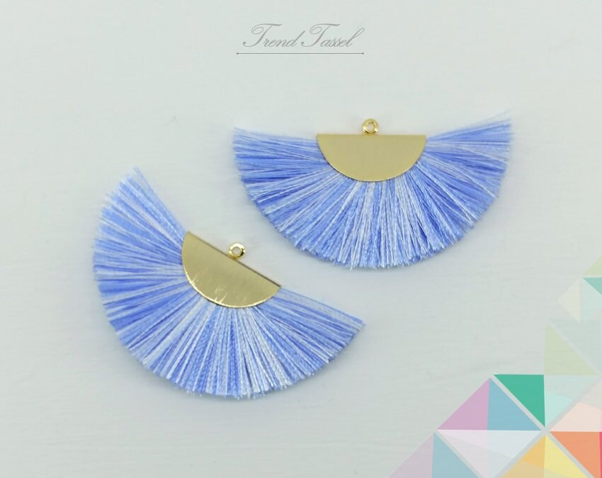 2 Stk - 2" Seide, Art Silk Drop Mit Gebürsteter Halbkreiskappe, Fächer Quaste Für Schmuck Halskette, Ohrringe, Armband [ Et0016 ] von EKKLENsupply