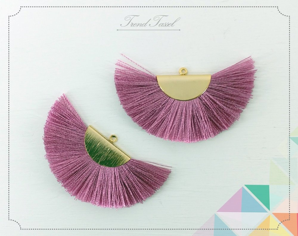 2 Stk - 2" Seide, Erdbeere Art Silk Drop Mit Gebürsteter Halbkreiskappe, Fan Quaste Schmuck Halskette, Ohrringe, Armband [ Et0016 ] von EKKLENsupply