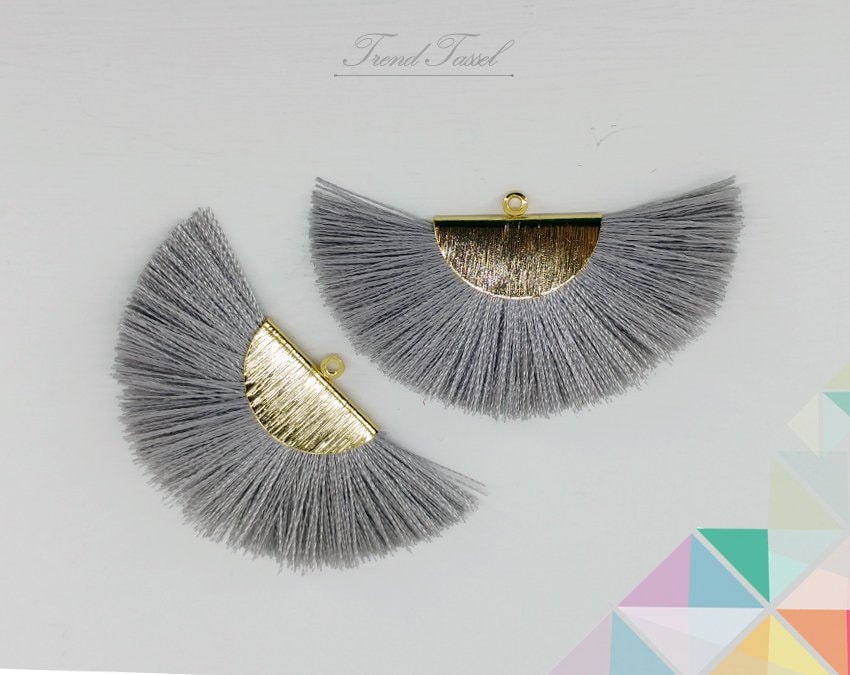 2 Stk - 2" Seide, Kunstseide Tropfen Mit Pinselstruktur Halbkreiskappe, Fan Quaste Zubehör Schmuck Halskette, Ohrringe, Armband [ Et0016 ] von EKKLENsupply