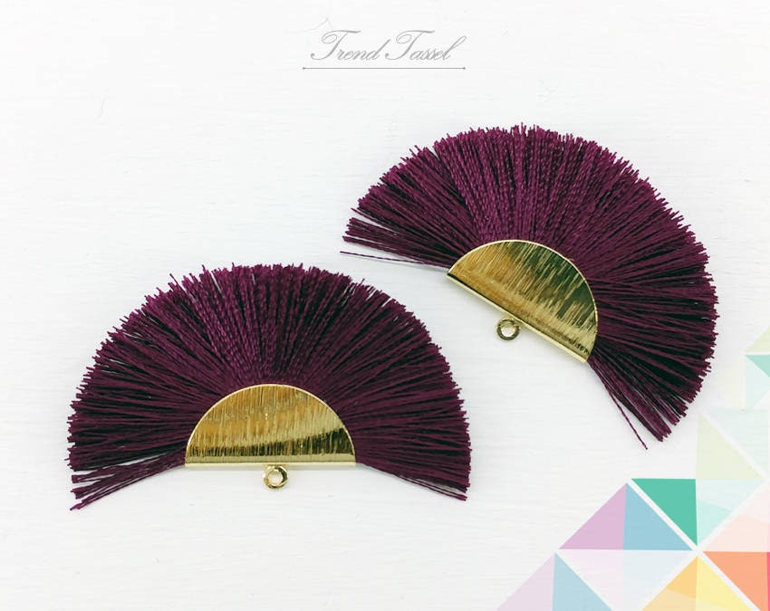 2 Stk - 2" Seide, Marsala Art Silk Drop Brush Texturierte Halbkreiskappe Fan Quaste Zubehör Für Schmuck Halskette, Ohrringe Armband [ Et0016 ] von EKKLENsupply