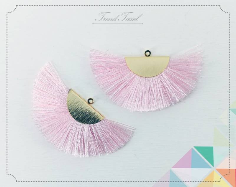 2 Stk - 2" Seide, Rose Art Silk Drop Mit Gebürsteter Halbkreiskappe, Fan Quaste Zubehör Schmuck Halskette, Ohrringe, Armband [ Et0016 ] von EKKLENsupply