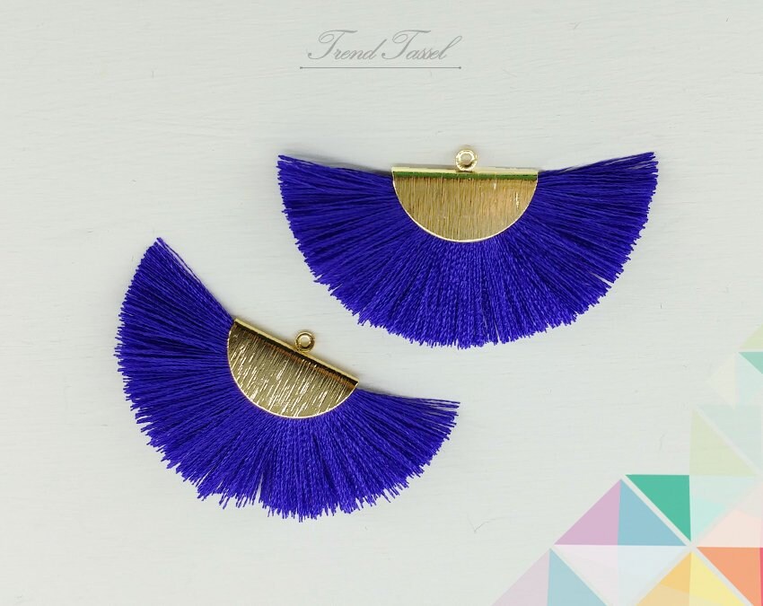 2 Stk - 2" Seide, Royal Art Silk Drop Mit Gebürsteter Halbkreiskappe, Fan Quaste Schmuck Halskette, Ohrringe, Armband [ Et0016 ] von EKKLENsupply