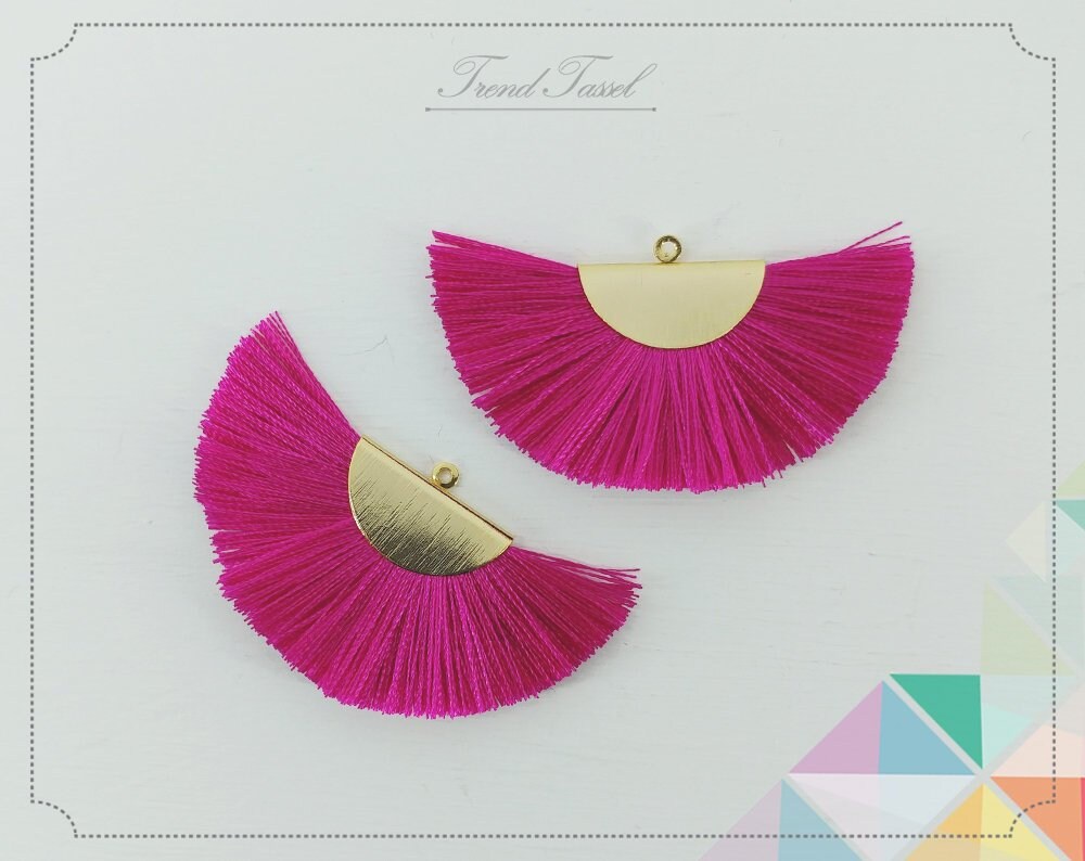 2 Stk - 2" Seide, Rubin Art Silk Drop Brush Strukturierte Halbkreiskappe, Fächer Quaste Für Schmuck Halskette, Ohrringe, Armband [ Et0016 ] von EKKLENsupply