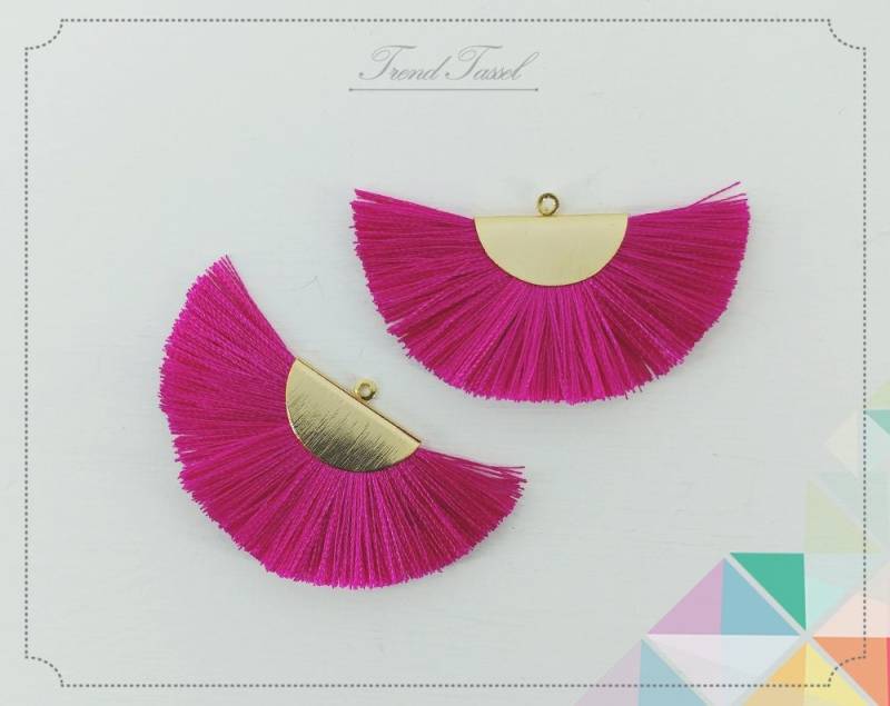 2 Stk - 2" Seide, Rubin Art Silk Drop Brush Strukturierte Halbkreiskappe, Fächer Quaste Für Schmuck Halskette, Ohrringe, Armband [ Et0016 ] von EKKLENsupply