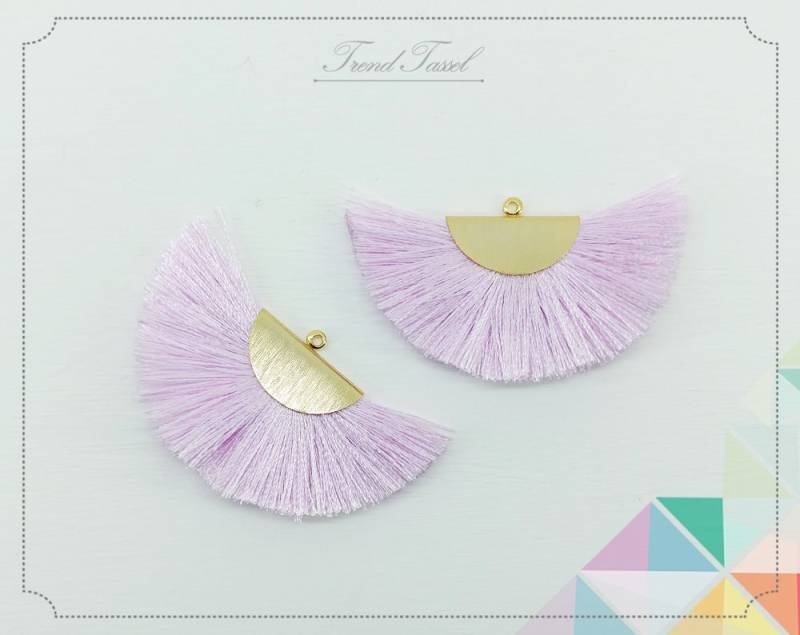 2 Stk - 2" Seide, Violetart Seidentropfen Mit Gebürsteter Halbkreiskappe, Fan Quaste Schmuck Halskette, Ohrringe, Armband [ Et0016 ] von EKKLENsupply