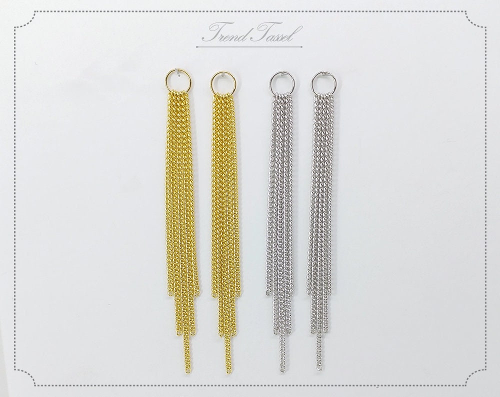 2 Stück - 75mm Tropfen Kette Quaste, Gold Antik Gold Schlicht Baumeln Farbe Charm Für Quasten Ohrringe Halskette Anhänger [ Et0019 ] von EKKLENsupply