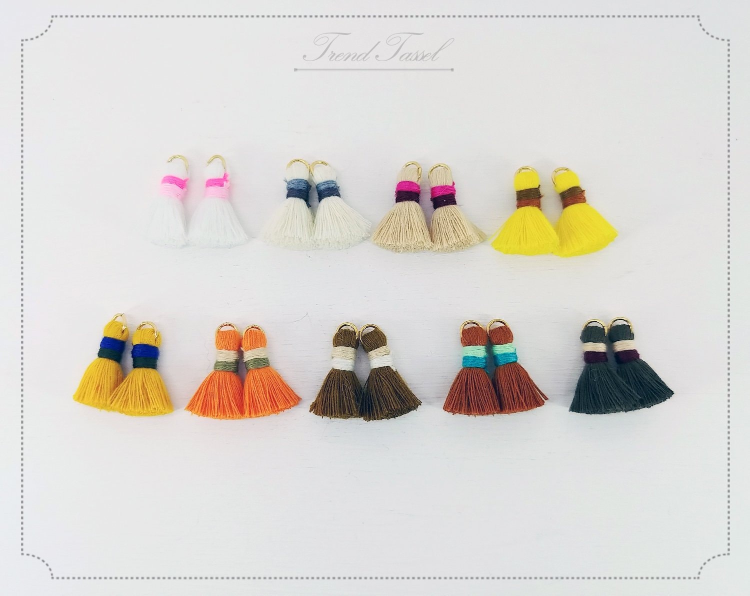 2stk - 0, 8" 2 Line Mini Süße Baumwoll Quaste, Ohrringteil, Armbandherstellung, Handgefertigt Charm Zubehör [ Et0010 ] von EKKLENsupply