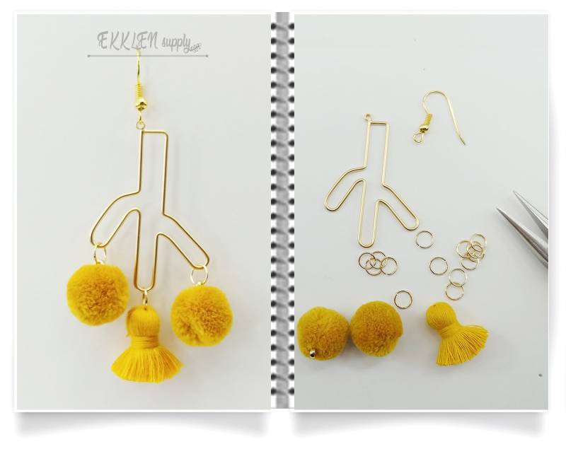 Schmuckherstellung - Cactus Link & Kunst-Baumwollquaste 1, 8 cm, Baumwollquaste 15mm, Material Em0019, Et0007 von EKKLENsupply