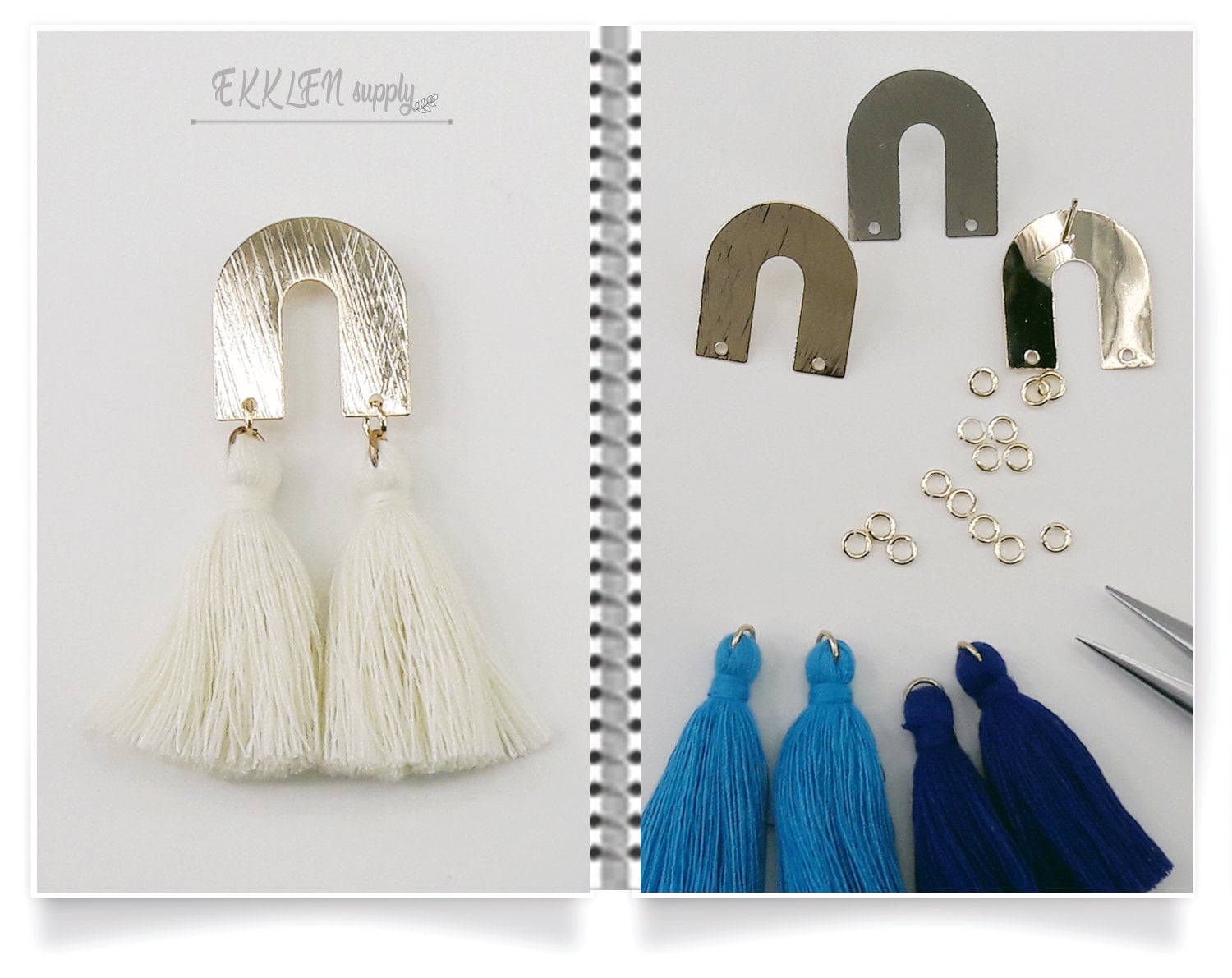 Schmuckherstellung - U Ohrstecker & 1, 5" Baumwollquasten, Diy Modeaccessoire Zubehör Em0012, Et0002 von EKKLENsupply