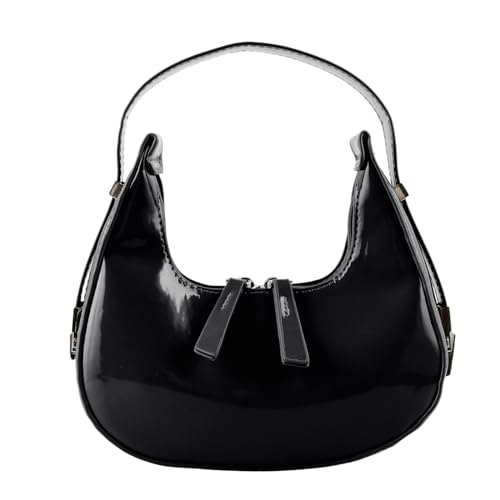 EKKONG Damen Halbmond Schultertaschen, PU Leder Damen Handtasche Klein Schultertasche, tasche halbmond tasche damen für Weihnachten und Geburtstag (Schwarz) von EKKONG