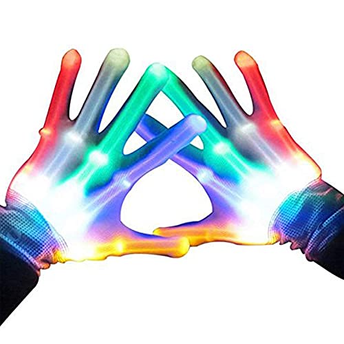 EKKONG LED Handschuhe, Leuchtende Handschuhe Halloween LED Gloves Kinder Leucht Handschuh für Kinder Erwachsene Karneval Party Club Festival Weihnachten (Weiss) von EKKONG