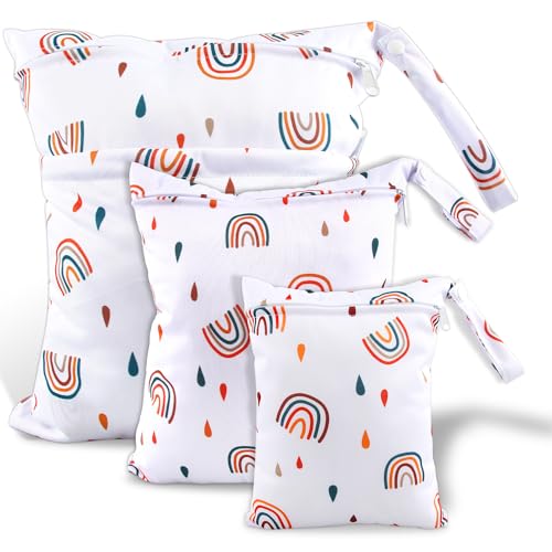 EKKONG Windeltaschen Nasstaschen Nasse, 3 Stück Wickeltasche, Wickeltasche Wasserdicht Waschbar Wetbag Organiser für Kleinkind Windeln Reisen Gym Strand Pool (B) von EKKONG