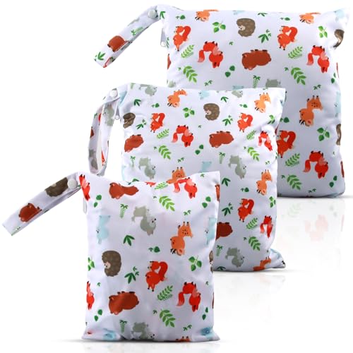 EKKONG Windeltaschen Nasstaschen Nasse, 3 Stück Wickeltasche, Wickeltasche Wasserdicht Waschbar Wetbag Organiser für Kleinkind Windeln Reisen Gym Strand Pool (E) von EKKONG