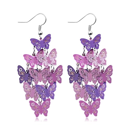 Ohrringe Schmetterling, Damen Quasteohrringe,Schmetterling Ohrringe Mit Hübscher Schmetterling Bunte Blumen Perle, Für Partei, Hochzeiten, Verlobungen von EKKONG