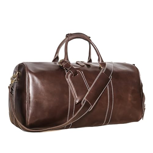 Vintage Leder Reisetasche for Männer große Kapazität Handtasche Reisetasche handgemachte Rindsleder Umhängetasche for Männer (Color : 1, Size : 20 * 10 * 8.6inch) von EKLART