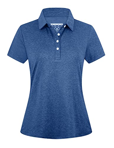 EKLENTSON Damen Golf Poloshirt Kurzarm Sommer Polohemd Freizeit Poloshirt Short Sleeve Sportshirts für Tennis, Bowling, Baseball, Mittelblau S von EKLENTSON