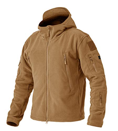 EKLENTSON Herren Winterjacke Fleecepullover Jacke Outdoorjacke Full Zip Windbreaker Polyester, (Khaki, XXL) von EKLENTSON