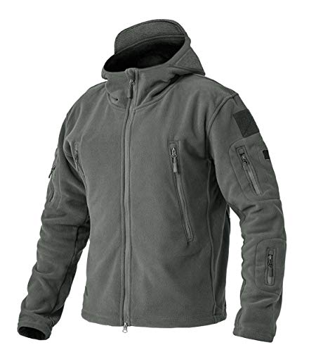 EKLENTSON Herren Winterjacke Fleecepullover Jacke Outdoorjacke Full Zip Windbreaker Polyester, (Dunkelgrau, XXL) von EKLENTSON