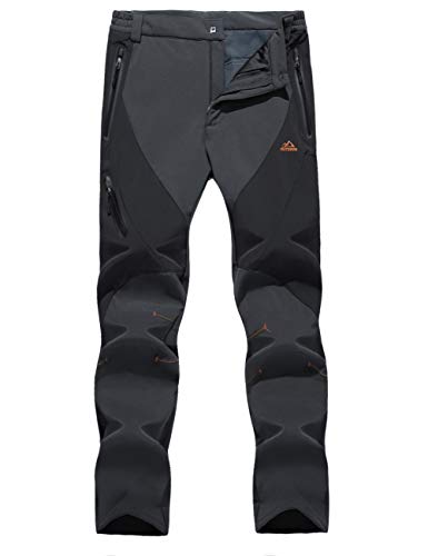 EKLENTSON Herren Gefüttert Funktionshose Skihose Softshell Hose für Männer Wind- und Wasserdicht Winter Warm, (Dunkelgrau, 32) von EKLENTSON