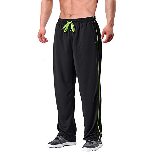 EKLENTSON Herren Jogginghose Trainingshose Mesh Sporthose Schnelltrocknende mit Reißerschluss Open Bottom Fitness, (Schwarz, XL) von EKLENTSON