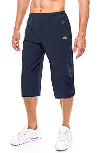 EKLENTSON Herren-Sporthose Lockere Passform zum Radfahren Joggen Wandern Atmungsaktiv (34, Marineblau) von EKLENTSON