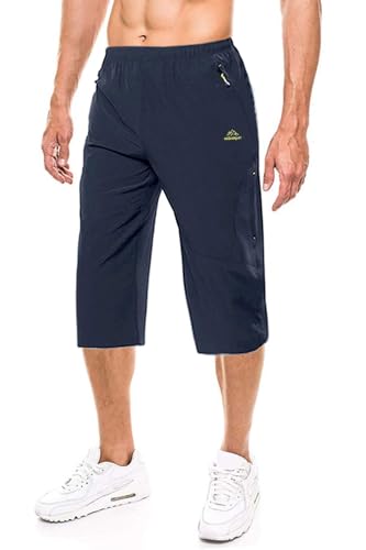 EKLENTSON Herren-Sporthose Lockere Passform zum Radfahren Wandern Joggen Atmungsaktiv (32, Marineblau) von EKLENTSON