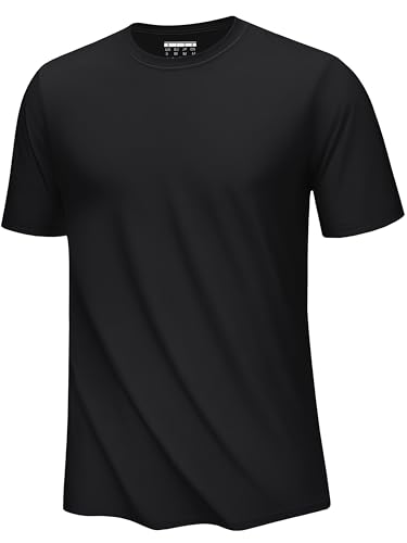 EKLENTSON Herren UPF 50+ Sonnenschutz Shirt Kurzarm Sommer T-Shirt Atmungsaktiv Funktionsshirt (L, Schwarz) von EKLENTSON