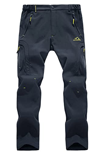 EKLENTSON Herren Wanderhose Jogging Berghose Winddicht Gefüttert Sport Warm Winterhose mit Multi Taschen, (Dunkelgrau, 32) von EKLENTSON