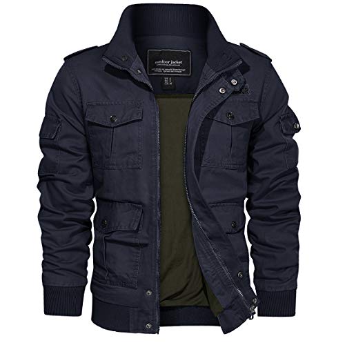 EKLENTSON Herren Herbstjacke Bomber Jacket Sweatjacke Freizeit Cargo Casual Coole Jacke (S, Navy) von EKLENTSON