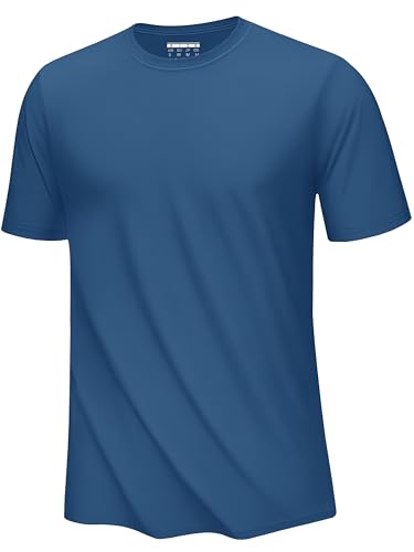 EKLENTSON Uv Shirt Männer Leicht Trainingsshirt Sport Outdoor Laufshirt Wandern Trekking Running Top (L, Dunkelblau) von EKLENTSON