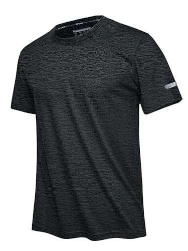 EKLENTSON Sportshirt Herren Kurzarm Atmungsaktiv Trainingsshirt Männer Funktionsshirt Fitness Shirt Crew Neck Short Sleeve, Schwarz L von EKLENTSON