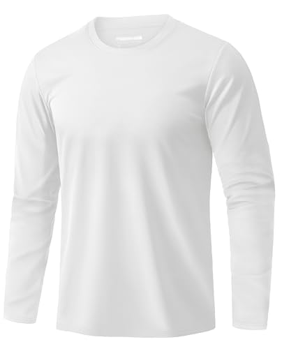 EKLENTSON T-Shirts für Herren Cotton Stretch Unterziehshirt Langarm mit Rundhalsausschnitt Normale Passform(Weiß,XXL) von EKLENTSON