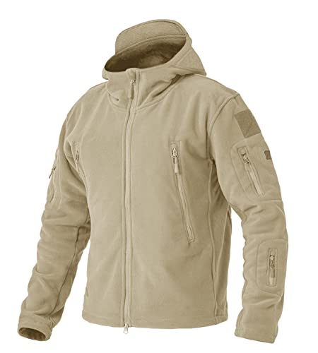 EKLENTSON Tactical Jacke Herren Winddichte Fleecejacke Piloten Herrenjacke Army Combat Feldjacke mit Reissverschluss, (Beige, 3XL) von EKLENTSON