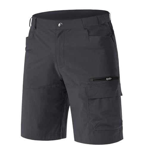 EKLENTSON Wanderhose Herren Kurz Sommer Trekking Shorts Bermuda Outdoor Funktionsshorts für Trekking, Golf, Radfahren, Dunkelgrau 34 von EKLENTSON