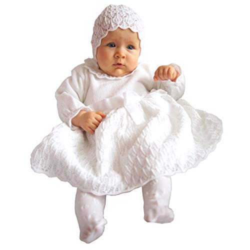 EKO Taufkleid für Mädchen Set Mütze und Strickkleid weiß, Größe:62, Farbe:weiß von EKO